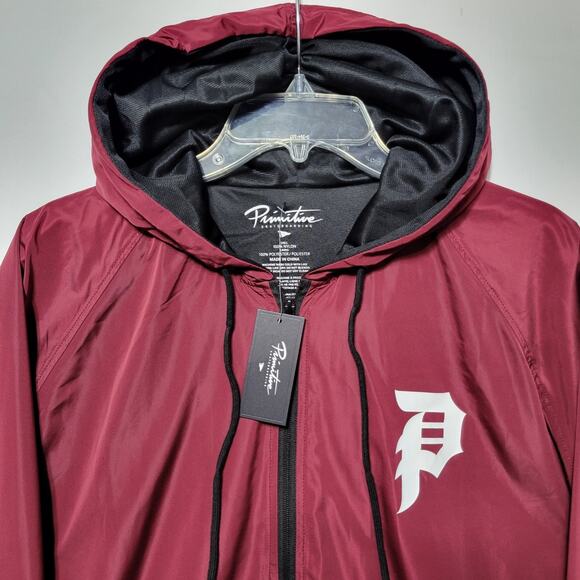 Primitive Men’s XL Bomber Varsity Jacket Maroon Skateboarding Hooded "Big P" - Picture 6 of 11